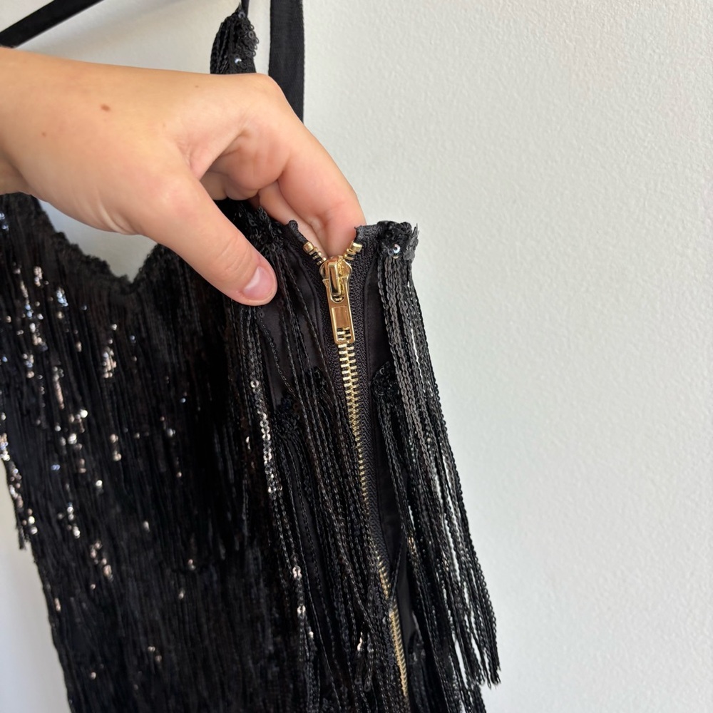 Fashion nova black Selena sequin fringe mini dress - Picture 6 of 9